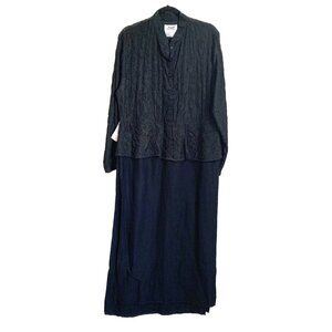 FLAX Engelhart Cocktail Linen Dress Sz Medium Black Fall 2001 Lagenlook Evening